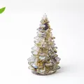 Décoration de sapin de Noël en résine et cristaux de labradorite aux reflets bleus - Petit (58mm de hauteur) / Labradorite Noire