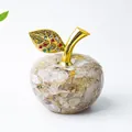 Pomme décorative en résine avec cristaux jaunes et feuille ornée de strass colorés - Quartz Rutile