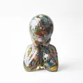 Humanoid resin statue filled with colorful natural crystal stones for desk decor - Ocean Jasper