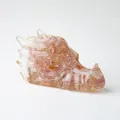 Statue de tête de dragon en résine 3D dégradé rose et ambre translucide - Quartz Fraise