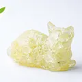 Figura de gatito de cuarzo cristal amarillo en resina para decoración de escritorio y hogar - Amarillo Limón