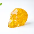 Yellow natural crystal resin skull ornament with transparent crushed stone texture - Citrine