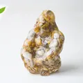 Gorilla statue made of resin with embedded natural yellow and white crystal stones - Crazy Agate