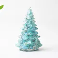 Sapin de Noël en résine avec pierres de turquoise et textures minérales naturelles - Petit (58mm de hauteur) / Turquoise
