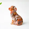 Resin dog statue filled with assorted colorful natural crystals for home decoration - Red Agate