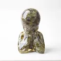 Abstract resin figure statue with dark green labradorite crystal stone chips - Black Labradorite