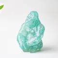 Translucent light blue resin gorilla statue with natural crystal stone texture for desk - Aquamarine