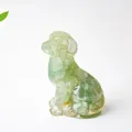 Green resin crystal dog statue figurine for minimalist home and office desktop decor - Green Aventurine