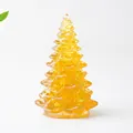 Sapin de Noël décoratif en résine jaune translucide avec texture de cristal facetté - Petit (58mm de hauteur) / Citrine