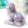 Handcrafted purple amethyst crystal resin dog figurine for office and home decor - Dreamy Purple