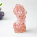 Pink and clear resin female torso crystal sculpture for elegant home desk decor - Watermelon Quartz