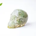 Green crystal chip skull statue in clear resin, handmade gemstone desktop ornament - Green Aventurine