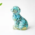 Puppet-shaped resin statue with embedded turquoise crystals for home and office desk decor - Turquoise