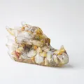 Statue de tête de dragon en résine avec cristaux naturels et texture 3D - Agate Folle