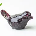 Deep purple resin crystal bird figurine with red interior flakes for home desk decor - Garnet