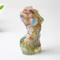 Artistic female torso resin sculpture filled with vibrant colorful crystal chips - Colorful Cat Eye