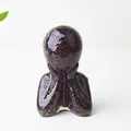 Abstract deep purple resin sculpture with natural garnet crystals for desk decor - Garnet