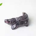 Deep purple translucent resin crocodile figurine with natural crystal gravel inside - Garnet (Crocodile Shape)