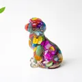 Sitting puppy ornament made of colorful natural crystal stone and resin - Colorful Shell