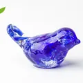 Blue resin bird figurine with natural crystal stone texture for home and office decor - Blue Glass