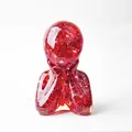 Translucent dark red resin human-shaped desktop figurine with natural crystal texture - Red Glass