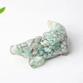 Resin crocodile figurine filled with turquoise crystal stones for desk decoration - Amazonite (Hippo Shape)