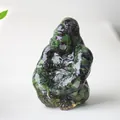 Ruby in Zoisite gorilla statue made of natural crystal resin for office desk decor - Ruby Zoisite