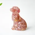 Pink crystal resin puppy statue ornament for home and office desktop decoration - Strawberry Quartz