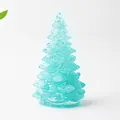 Sapin de Noël décoratif en résine bleu clair translucide avec texture ondulée - Petit (58mm de hauteur) / Aigue-marine