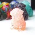 Pink translucent resin Shar Pei dog figurine with detailed wrinkles for home decor - Rose Quartz