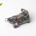 Resin crocodile figurine filled with natural green and brown crystal stones - Dragon Blood Stone (Crocodile Shape)