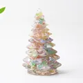 Décoration de table sapin de Noël en résine et cristal avec pierres colorées - Petit (58mm de hauteur) / Œil de Chat Coloré