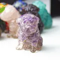 Handcrafted Shar Pei puppy figurine made of natural purple amethyst crystal stone - Dreamy Purple