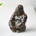 Green and red crystal resin gorilla statue with a smooth polished stone finish - Dragon Blood Stone