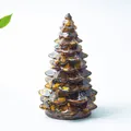 Figurine d'arbre de Noël en résine œil de tigre aux textures dorées et brunes - Petit (58mm de hauteur) / Œil de tigre