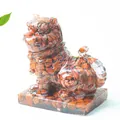 Resin tiger statue filled with natural red jasper crystals for home office decor - Red Jasper