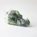 Statue de tête de dragon en résine vert foncé avec texture 3D pour décor de bureau - Ruby Zoisite