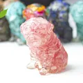 Pink crystal Shar Pei dog figurine with detailed resin texture for home decoration - Dark Pink