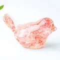 Pink translucent resin crystal bird figurine for desktop and home plant decoration - Watermelon Quartz