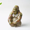 Artistic gorilla statue made of resin and colorful crushed natural crystal stones - Unakite