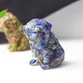 Blue resin Shar Pei puppy figurine with realistic skin wrinkles and stone texture - Lapis Lazuli