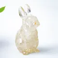 Figurine de lapin debout en résine de cristal jaune transparent avec texture naturelle - Style ① Cristal Blanc