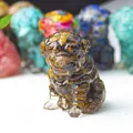 Polished brown resin pug puppy figurine with detailed facial wrinkles for home decor - Tiger's Eye