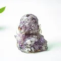 Laughing Buddha statue crafted with purple amethyst crystal stones in clear resin - Dreamy Purple