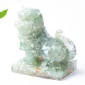 Green crystal resin tiger figurine ornament with a solid rectangular base for home decor - Green Aventurine