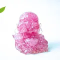 Pink translucent resin Maitreya Buddha statue with crystalline texture for home decor - Dark Pink