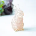 Figurine lapin rose clair translucide en résine avec texture de cristal naturel - Style ① Quartz Rose