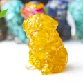 Artistic Shar Pei resin ornament in translucent yellow crystal-like finish - Citrine