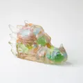 Statue de tête de dragon en résine colorée et cristal avec texture imprimée en 3D - Œil de Chat Coloré