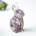 Élégante figurine de lapin debout en résine de cristal d'améthyste violette - Style ① Violet Rêveur